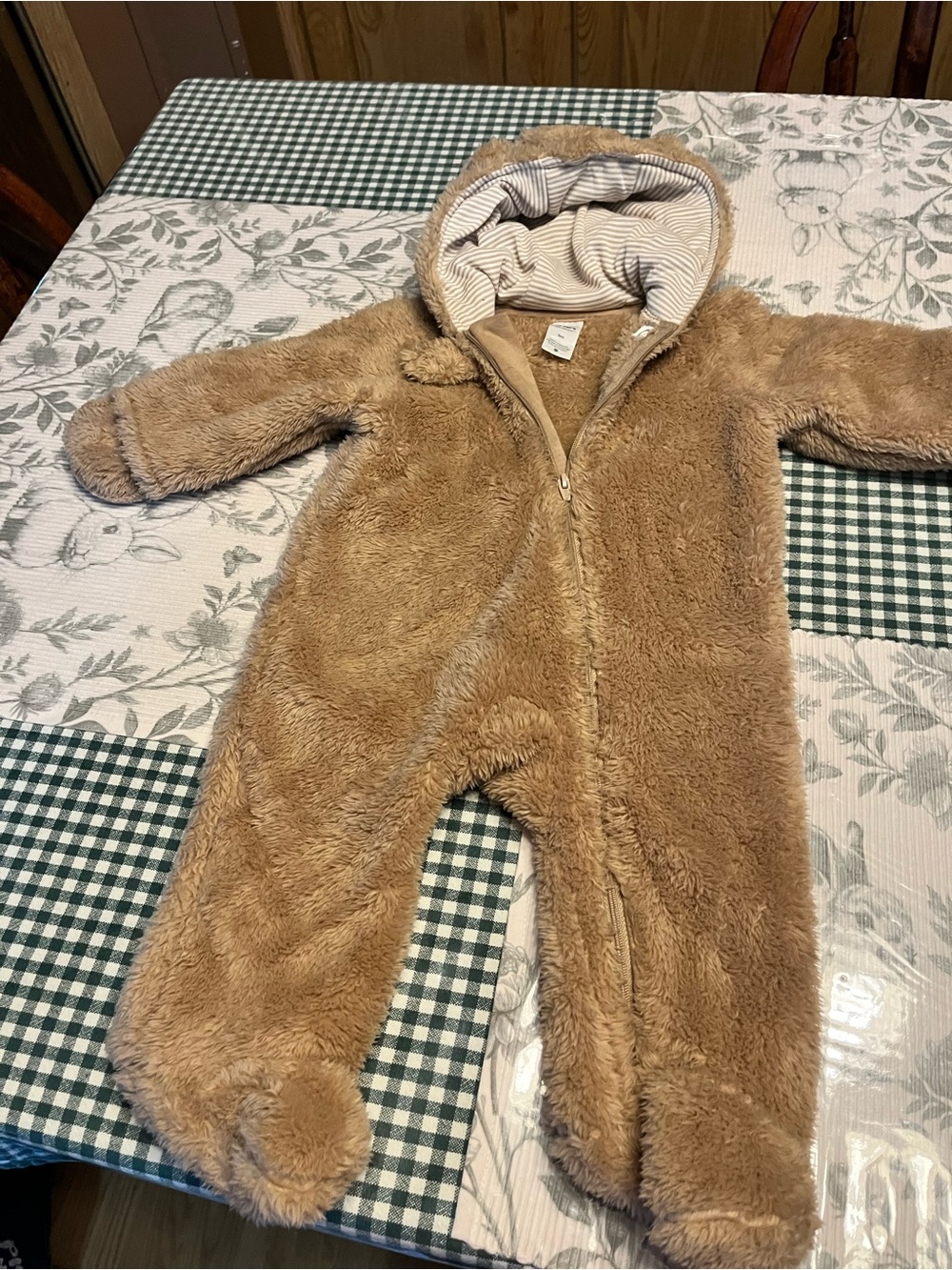 Carter's Plush Hooded Footed One-Piece - Light Brown